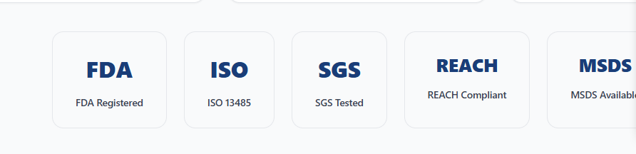 EU-MDR, CE, PFAS, MSDS, SGS, REACH, TÜV SÜD Certified