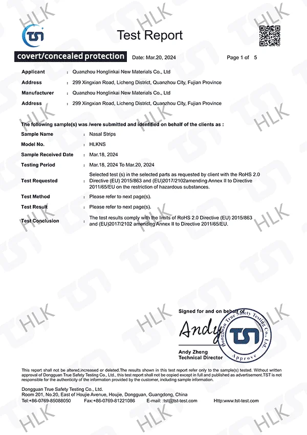 Testing Certificate